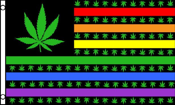 3'x5' Rainbow FLAG with Marijuana